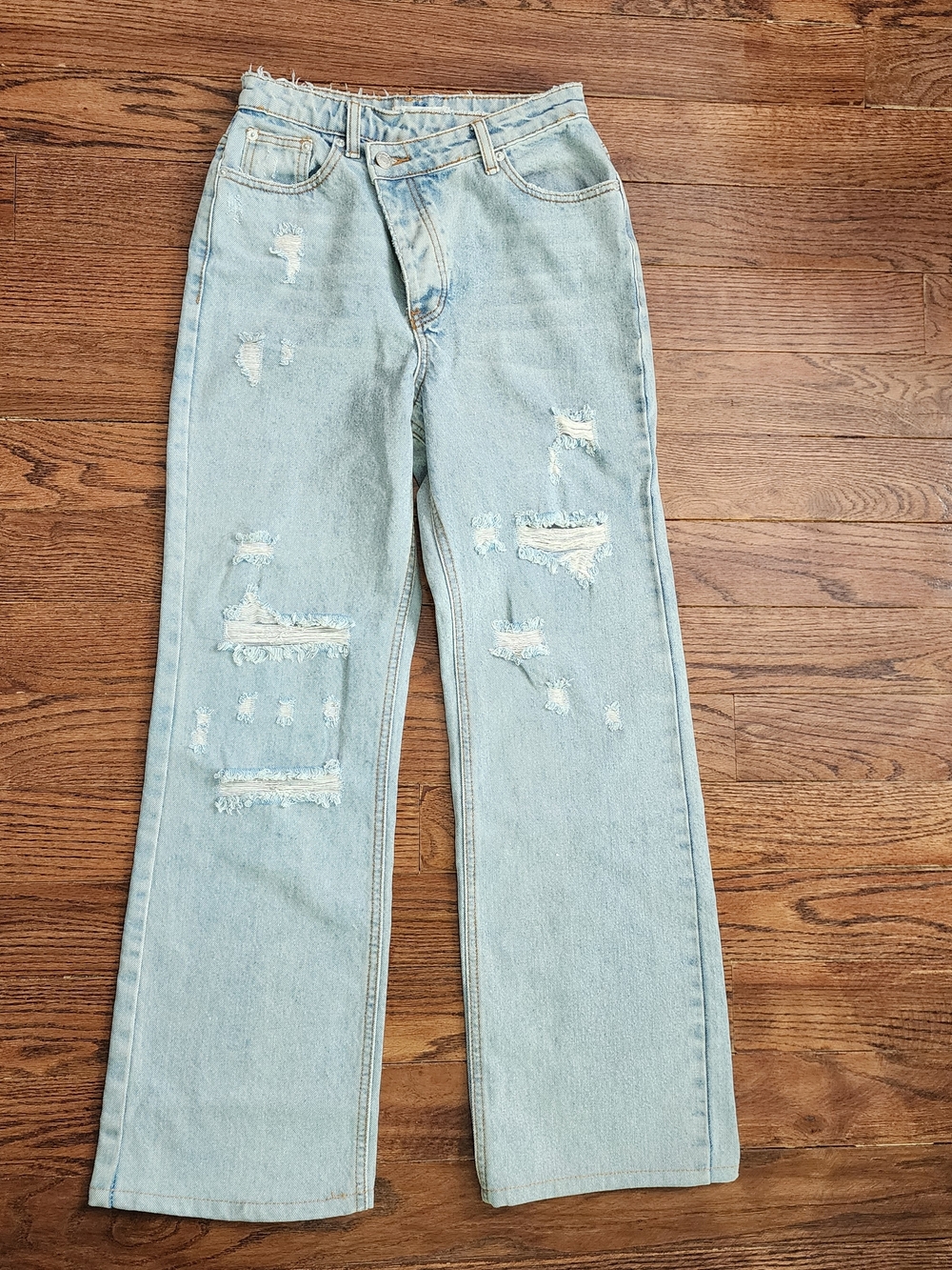 Signature 8 Crossover Waist Distressed Jeans Small Streetwear edgy Grunge